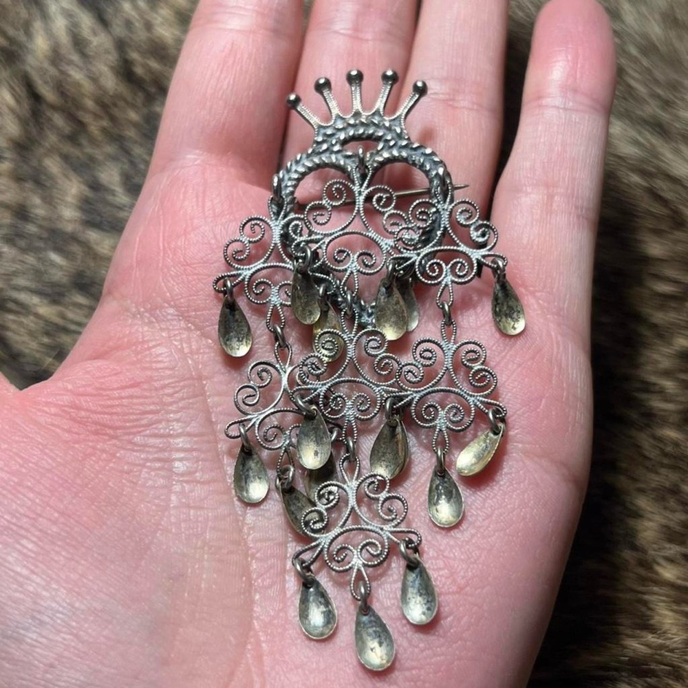 Sterling silver Norwegian solje wedding brooch - Picture 3 of 4